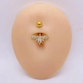 Piercing de nombril abeille dorée avec zircons brillants sur support en silicone - 1,6*10*5mm / Style Abeille Or (JE1658H)
