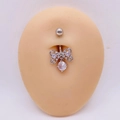Piercing de nombril en argent avec pendentif nœud en zircone AAA sur modèle - 1,6*10*5mm / Style Nœud Rond Argent (JE1658K)