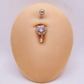 Piercing de nombril en acier avec zircon AAA en forme de cœur et pendentif argenté - 1,6*10*5mm / Pendentif Cœur Zircon Argent (JE1658R)
