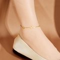 Elegant gold titanium steel anklet with heartbeat pulse design and a small heart charm - Gold Heart And ECG Style (228)