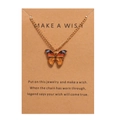 Bohemian butterfly pendant necklace with orange patterns on a Make a Wish gift card - Black Orange Pattern (HS2011-5)