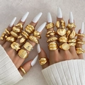 30-piece gold alloy ring set for women featuring star, heart, and croissant designs - Style (HS2032-2)