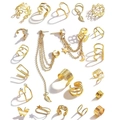 22-piece gold ear cuff set with layered hollow designs and star moon tassel earrings - Gold Large Set (HS2020-1)