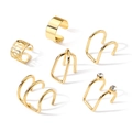 Minimalist 6-piece gold ear cuff set with multi-layer hollow designs and zircon accents - Gold Minimalist 6-Piece Set (HS2020-5)