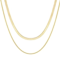 Set di collane a doppio strato in oro con catena piatta e a serpente da donna - Set da 2 Pezzi (HS2000-1)
