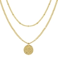 Elegante collana dorata a doppio strato con ciondolo a moneta martellata da donna - Set da 2 Pezzi (HS2000-3)