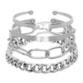 Coffret de 5 bracelets argentés avec gravure LOVE et chaînes à maillons minimalistes - HS2004-5