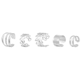 5-piece silver ear cuff set with leaf and layered designs for non-pierced ears - Silver 5-Piece Set (HS2020-7)