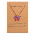 Bohemian purple and pink acrylic butterfly pendant on a gold chain with wish card - Purple Pink Yellow (HS2011-6)