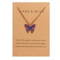 Bohemian gold chain necklace featuring a purple and blue gradient butterfly pendant - Blue Purple Gradient (HS2011-7)