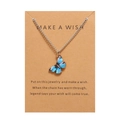 Bohemian style necklace with blue acrylic butterfly pendant on silver chain card - Deep Blue Black Gradient (HS2011-9 Without Card)