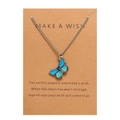 Bohemian blue-green gradient butterfly pendant necklace on a brown display card - Blue Green Gradient (HS2011-11)
