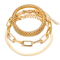 Set di tre catene dorate minimaliste con maglie a perle, ovali e stile serpente piatto - Set da Tre Pezzi Catena a Graffetta a Serpente e a Maglia Oro (KME0667)