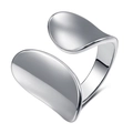 Bague ouverte argentée aux lignes fluides irrégulières avec finition polie brillante - Style Ouvert à Chevauchement Minimaliste (HS319-9) / Argent