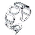 Bague ouverte argentée géométrique évidée rétro pour femme avec design minimaliste - Style Géométrique Creux (HS319-10) / Argent
