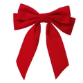 Large red velvet bow hair clip with long ribbons for Christmas and weddings - Ribbon Bowknot / Red