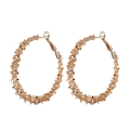 Chic oversized gold round hoop earrings with unique irregular thorn textured finish - Crushed Stone Texture Large Hoop Style (HS1930-Gold-12)