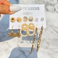 Set di orecchini d'oro vintage con perle e strass su cartoncino per gioielli - HZS1997-31