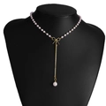 Collier de perles lavande avec pendentif nœud doré et pompon en strass élégant - Style Perles Gland Nœud Strass (8)