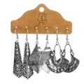 Set di orecchini bohémien vintage color argento con motivi tribali del sole e gemetria - Vintage Inciso Geometrico Rombo Orecchini Set (HZS1880)