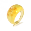 Minimalist amber resin ring with unique translucent yellow smoke patterns and smooth finish - Yellow Smoke Pattern (HZS1714-3)