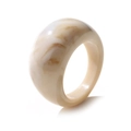 Minimalist beige marble resin ring featuring wide curved band and modern aesthetic - Beige Brown Cloud Pattern (HZS1714-4)