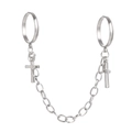 Punk-Stil Silberkette Doppelring mit Kreuzanhängern aus Edelstahl für Damen - Silber Doppelring Kreuzkette Stil (MS864)