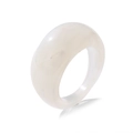 Minimalist creamy white resin ring with marble texture in a smooth thick band design - Milk White Marble Pattern (HZS1714-7)