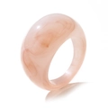 Chunky light pink resin ring with vintage marble texture and minimalist retro design - Light Pink Marble Pattern (HZS1714-8)