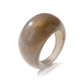 Minimalist thick resin ring in translucent grey with gold glitter sand textures - Light Gray Gold Powder Pattern (HZS1714-10)