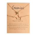 Goldenes Gemini Sternzeichen Schmuckset mit Symbol Halskette und Sternbild Armband - Zwillinge (HZS1747-12)