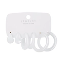 6-pair set of geometric hoop earrings with butterfly and heart pendants in white resin finish - White Translucent Resin Hoop Set (HZS2294-4)
