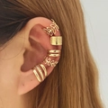 Σετ 5 vintage χρυσά σκουλαρίκια ear cuff με σχέδια φύλλων και πολυεπίπεδο διάτρητο σχέδιο - Χρυσό Σετ 5 Τεμαχίων Διάτρητα Φύλλα (HS1268-1)
