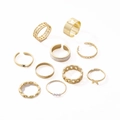 10-teiliges goldenes Bohème-Ring-Set mit Schmetterlingsmotiven und Perlenakzenten - 10-teiliges Set / Gold Schmetterling Emaille Künstliche Perle Stil (HS1418-22)
