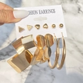 Set di orecchini geometrici dorati vintage con strass su scheda di presentazione bianca - HZS1997-9
