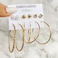 Set di 6 paia di orecchini vintage dorati con perle e strass su scheda bianca - HZS1997-19