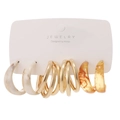 6-piece resin and gold metal hoop earring set featuring marble textures and elegant styles - Gold White Amber Marble Earring Set (HZS2226-6)