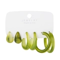 Three-pair earring set featuring olive green acrylic with faux marble patterns - Olive Green Marble Resin Set (HZS2294-3)