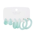 Five-piece earring set featuring mint green acrylic teardrop studs and hoop earrings - Mint Green Translucent Resin Set (HZS2294-2)