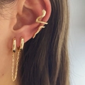Set di polsini per orecchie a serpente dorati minimalisti con catena e design cavo - Set 3 Pezzi Serpente Retro Oro (HS1578-15)