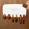 Retro amber resin earring set with 3 pairs of vintage tortoiseshell style hoop earrings - Amber Tortoiseshell (HS0032-12)