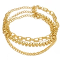 Set di tre cavigliere vintage dorate a maglia grossa con chiusura a moschettone - Set da Tre Pezzi Bracciale a Catena Lucida Oro (KME1219)