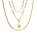 Dreilagiges goldene Schmetterlings-Halsketten-Set mit flacher Schlangenkette und Anhängern - Gold Schmetterling Dreilagig Stil (HS968-4)