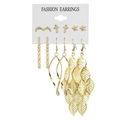 36-piece gold earring set with butterfly and heart geometric studs for women - Moon Star Cross Leaf Style (HS630-8)