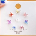Set of 8 pairs colorful acrylic butterfly stud earrings on S925 silver needles - Translucent Resin Butterfly With 925 Sterling Silver Earring Post (HS0034-29)