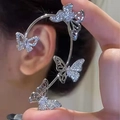 Silver butterfly ear cuff with sparkling rhinestones for women, non-pierced wrap earring - Butterfly Ear Wrap (18 Left)