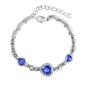 Elegante hartvormige armband met diepblauwe kristallen en glanzende accenten van zirkoon - Hart Armband (HS352)