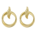 Übertriebene goldene mehrlagig verschlungene geometrische Creolen mit poliertem Finish - Gold Multi-Ring Verflochtener Stil (HS0038-3)