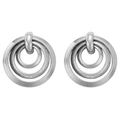 Auffällige silberne Triple-Creolen mit polierten und mattierten Metalltexturen - Silber Dreifach Kreis Stil (HS0038-5)