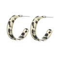 Pair of retro C-shaped leopard print resin hoop earrings with brown animal patterns - Leopard C-Shape Single Pair (HS0035-15)